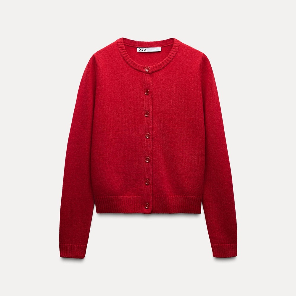 Zara - Basic 100% Wool Cardigan S